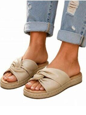 L’Artigiano Lucchese Italian Leather Sandals Made in Italy Neutral Beige sz 9.5